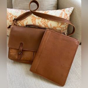 Vintage 1970s Coach Brown Leather Briefcase and Portfolio Organizer.